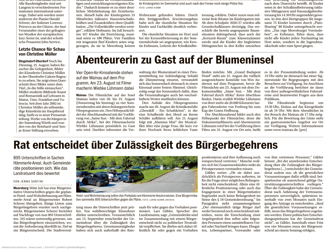 SÜDKURIER: Rat entscheidet über Zulässigkeit des Bürgerbegehrens